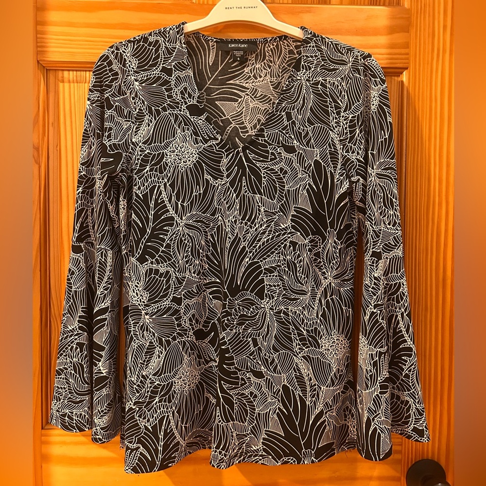 Karen Kane Black and White Floral Blouse